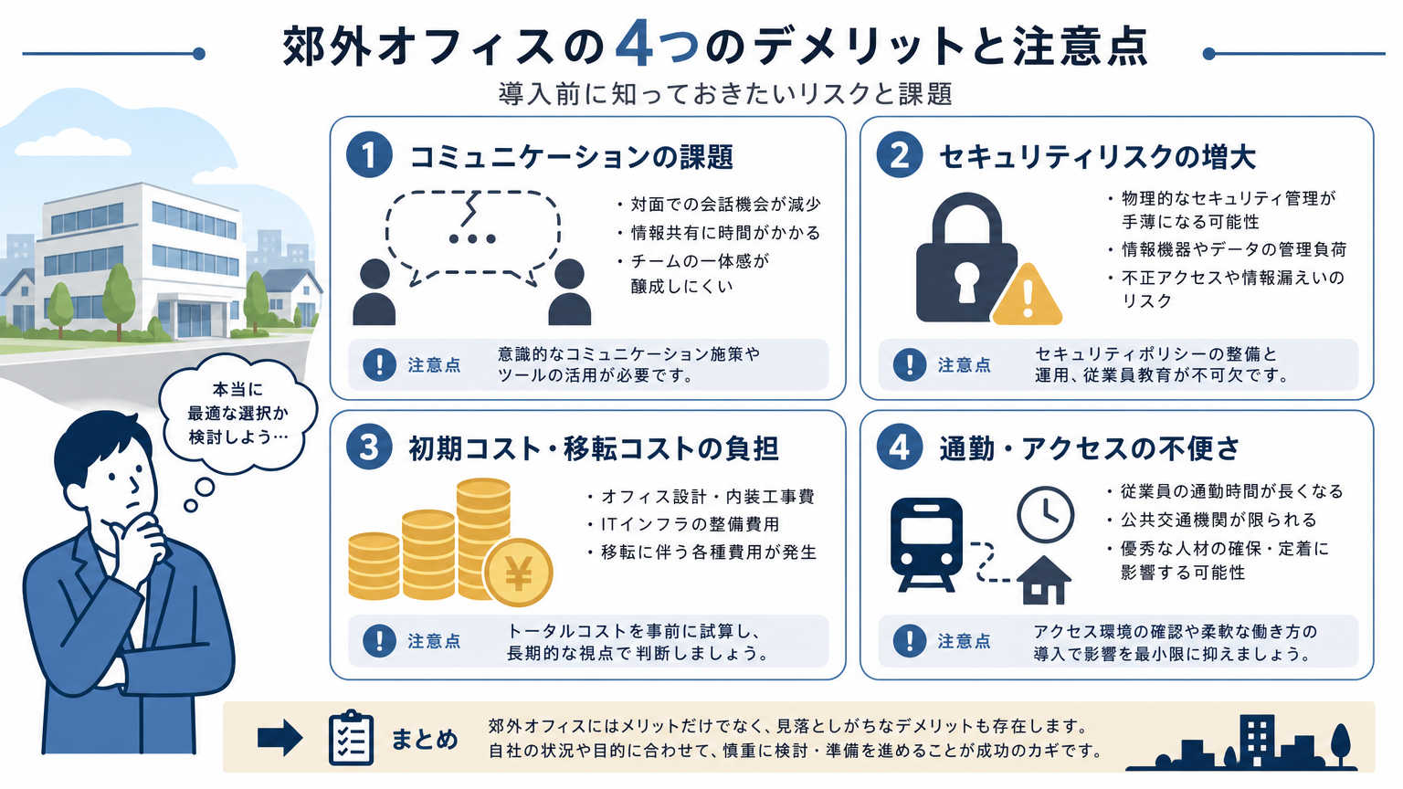 郊外オフィス導入で注意すべきデメリット